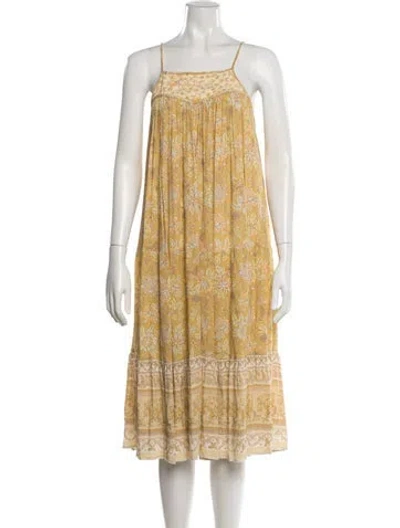 Pre-owned Spell Floral Print Midi Length Dress In Yellow