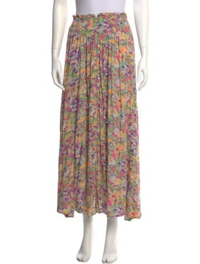 Pre-owned Spell Floral Print Midi Length Skirt In Pink