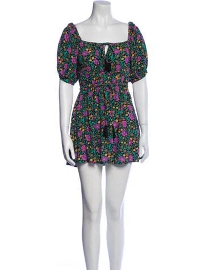 Pre-owned Spell Floral Print Mini Dress In Black