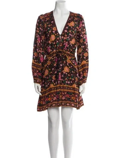 Pre-owned Spell Floral Print Mini Dress In Black