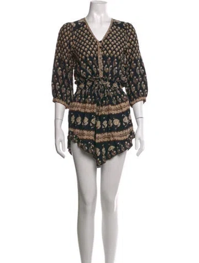 Pre-owned Spell Floral Print Mini Dress In Black