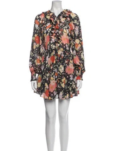 Pre-owned Spell Floral Print Mini Dress In Blue