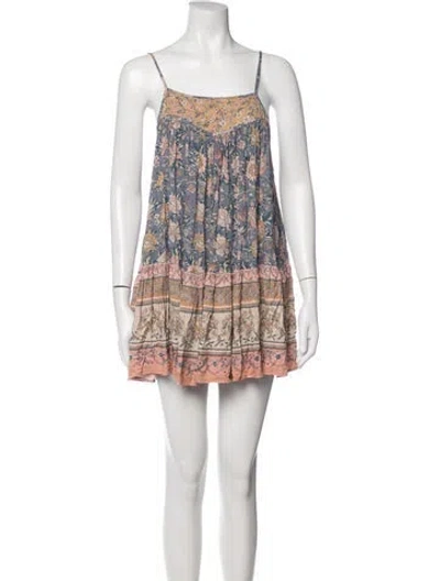 Pre-owned Spell Floral Print Mini Dress In Blue