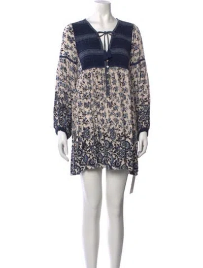 Pre-owned Spell Floral Print Mini Dress In Blue