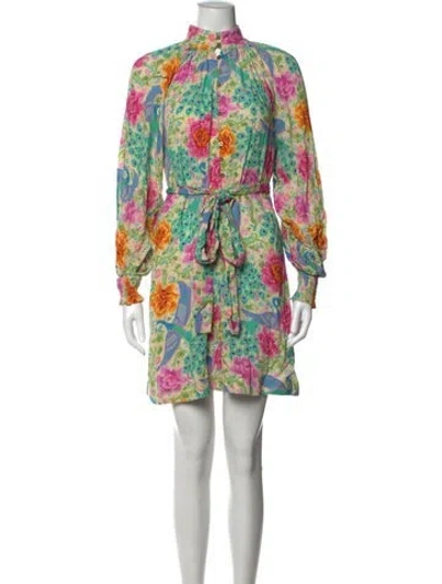 Pre-owned Spell Floral Print Mini Dress In Green