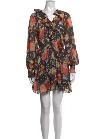 Pre-owned Spell Floral Print Mini Dress In Grey