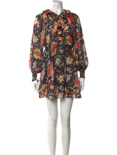 Pre-owned Spell Floral Print Mini Dress In Grey