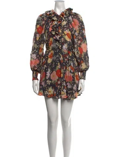 Pre-owned Spell Floral Print Mini Dress In Grey
