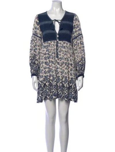Pre-owned Spell Floral Print Mini Dress In Neutrals