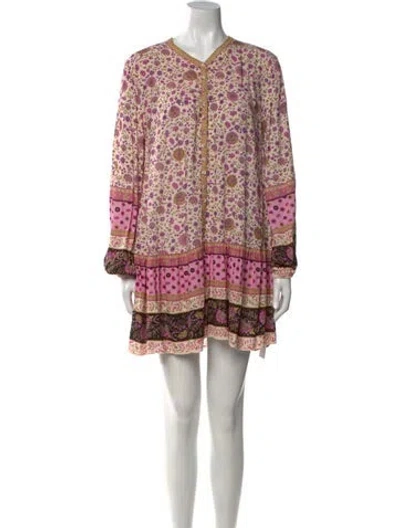 Pre-owned Spell Floral Print Mini Dress In Orange