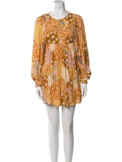 Pre-owned Spell Floral Print Mini Dress In Orange