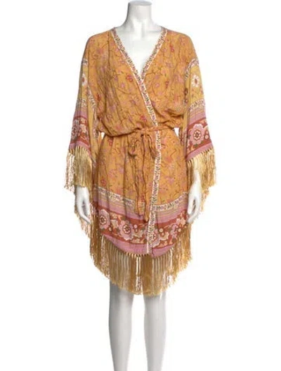 Pre-owned Spell Floral Print Mini Dress In Orange
