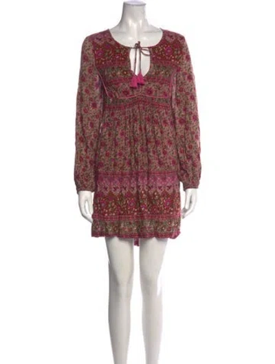 Pre-owned Spell Floral Print Mini Dress In Pink