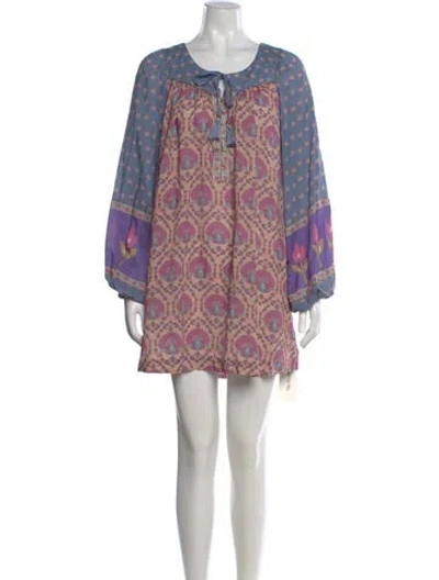 Pre-owned Spell Floral Print Mini Dress In Purple