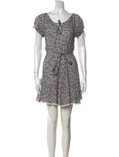Pre-owned Spell Floral Print Mini Dress In Purple