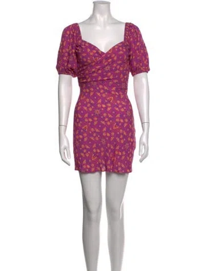 Pre-owned Spell Floral Print Mini Dress In Purple