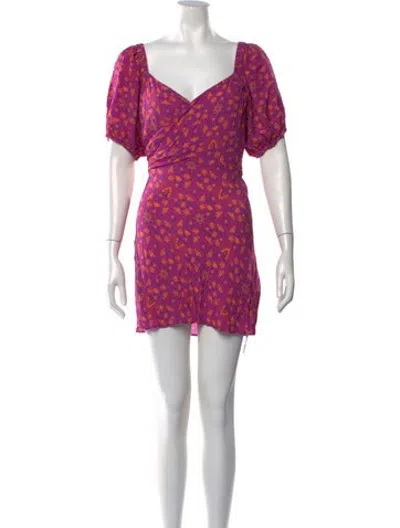 Pre-owned Spell Floral Print Mini Dress In Purple