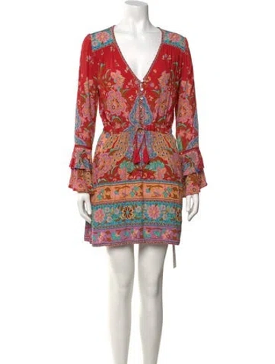 Pre-owned Spell Floral Print Mini Dress In Red