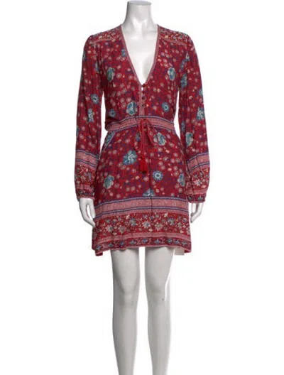Pre-owned Spell Floral Print Mini Dress In Red