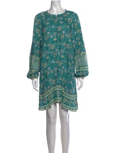 Pre-owned Spell Floral Print Mini Dress W/ Tags In Green