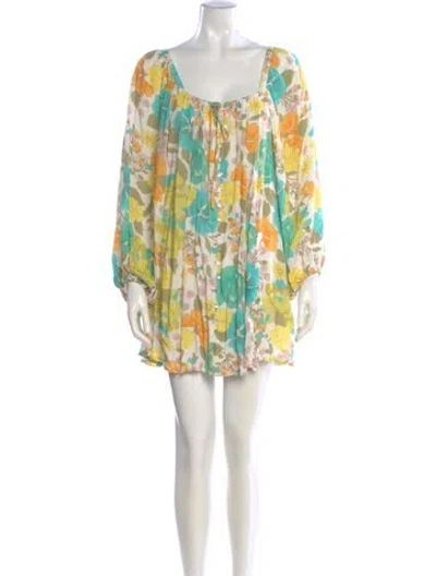 Pre-owned Spell Floral Print Mini Dress In Yellow