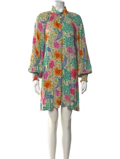 Pre-owned Spell Floral Print Mini Dress In Yellow