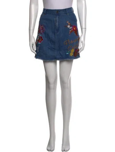 Pre-owned Spell Floral Print Mini Skirt In Blue