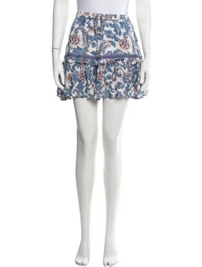 Pre-owned Spell Floral Print Mini Skirt In Blue/white