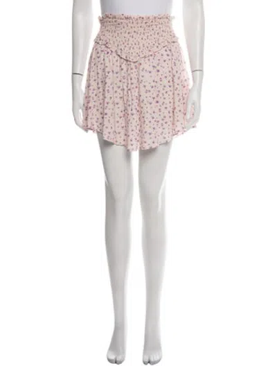 Pre-owned Spell Floral Print Mini Skirt In Neutrals