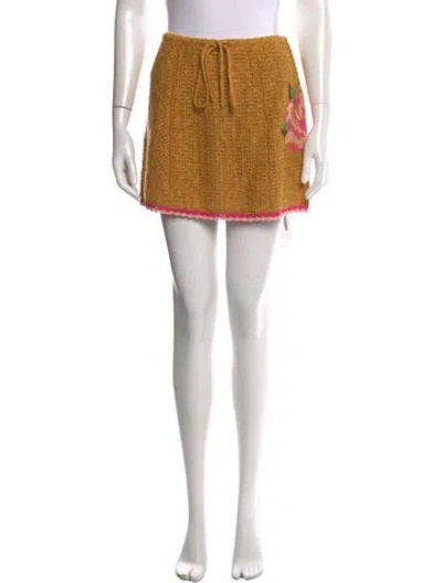 Pre-owned Spell Floral Print Mini Skirt W/ Tags In Orange
