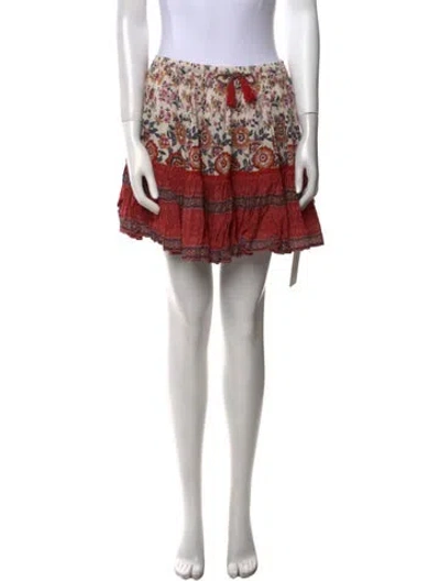 Pre-owned Spell Floral Print Mini Skirt W/ Tags In White