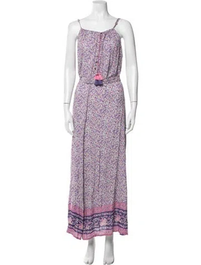 Pre-owned Spell Floral Print Scoop Neck Jumpsuit W/ Tags In Purple