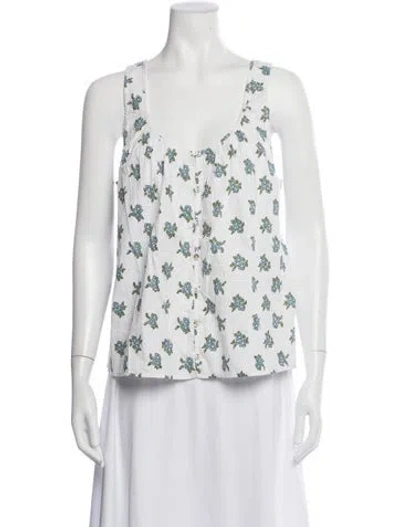 Pre-owned Spell Floral Print Scoop Neck Top In Neutrals