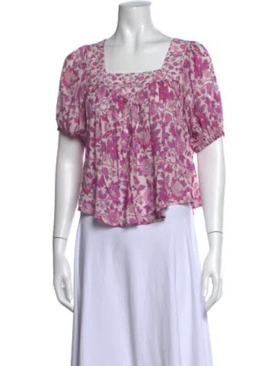 Pre-owned Spell Floral Print Square Neckline Top In Purple