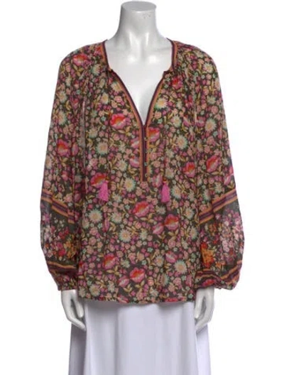 Pre-owned Spell Floral Print V-neck Blouse In Multi