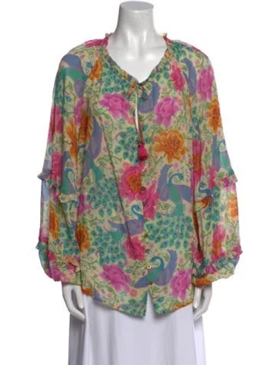 Pre-owned Spell Floral Print V-neck Blouse In Multi