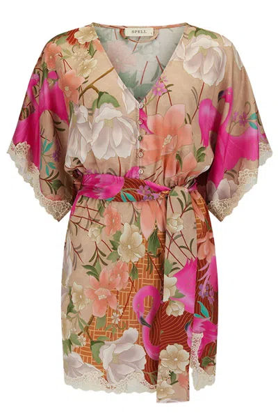 Spell Floridian Lace Mini Dress In Multi