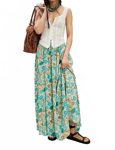 Spell Goldie Maxi Skirt In Blue In Green