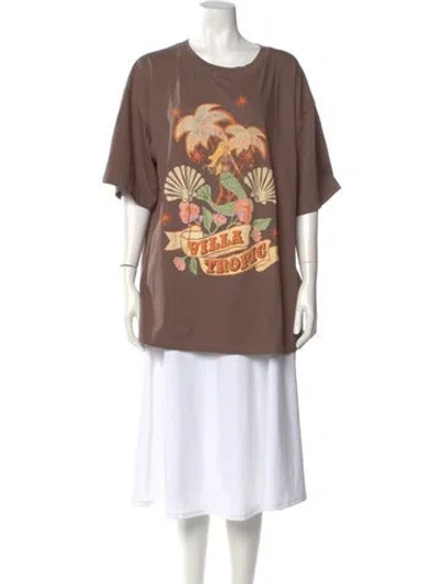 Pre-owned Spell Graphic Print Crew Neck T-shirt In Brown