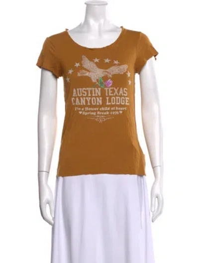 Pre-owned Spell Graphic Print Crew Neck T-shirt In Brown