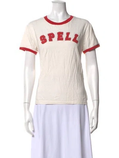 Pre-owned Spell Graphic Print Crew Neck T-shirt In Neutrals