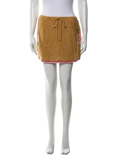 Pre-owned Spell Graphic Print Mini Skirt W/ Tags In Orange
