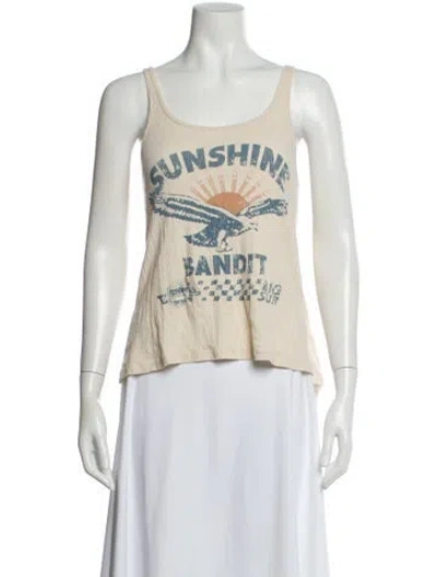 Pre-owned Spell Graphic Print Scoop Neck Top In Neutral