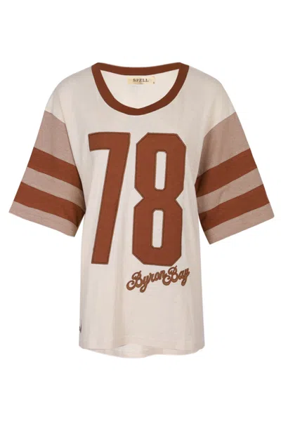 Spell Homecoming Oversized Biker Tee In Neutral