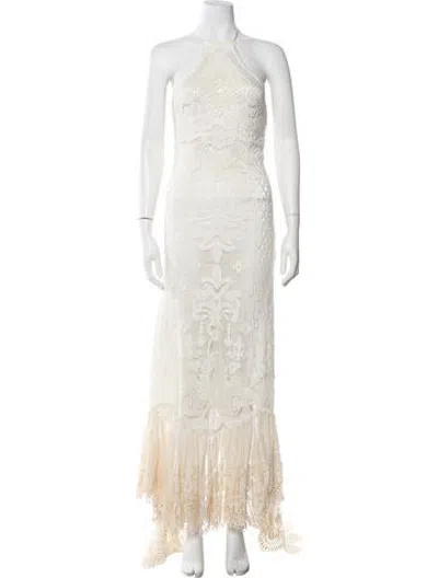 Pre-owned Spell Lace Pattern Long Dress In Neutrals