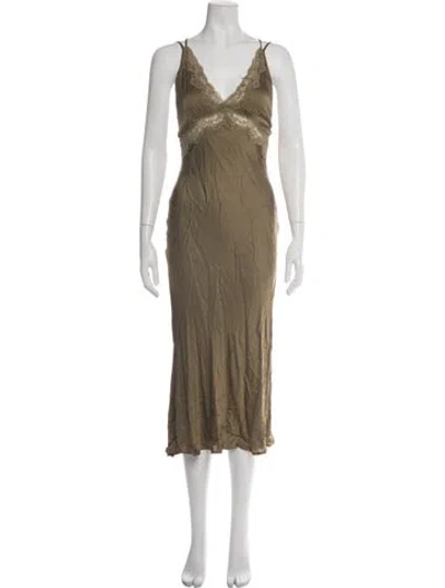 Pre-owned Spell Lace Pattern Midi Length Dress In Green