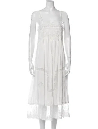 Pre-owned Spell Lace Pattern Midi Length Dress In White