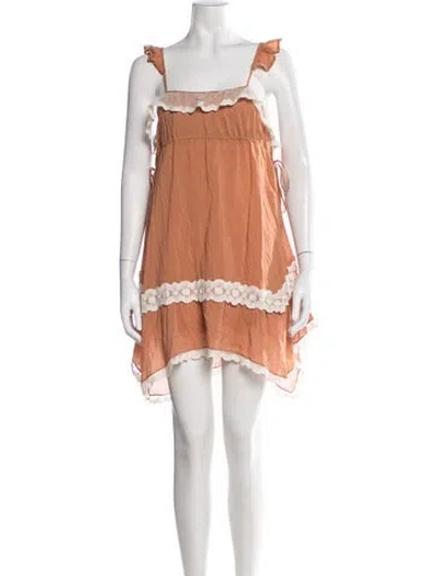Pre-owned Spell Lace Pattern Mini Dress W/ Tags In Orange