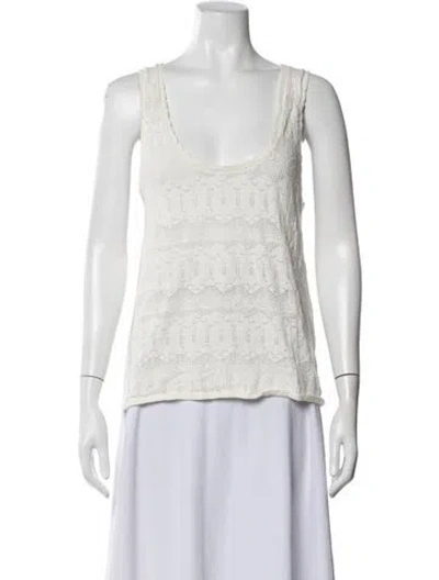 Pre-owned Spell Lace Pattern Scoop Neck Top In Neutrals