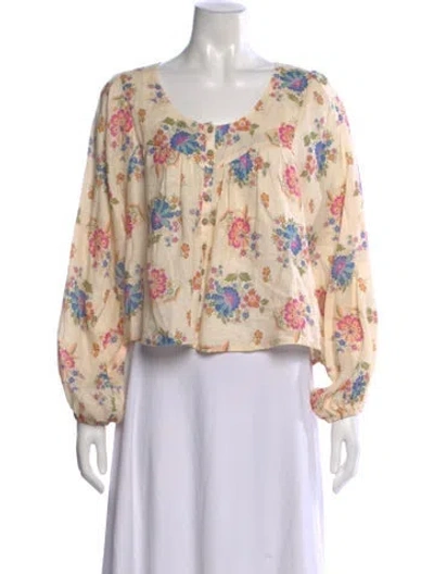 Pre-owned Spell Linen Floral Print Blouse In Multi
